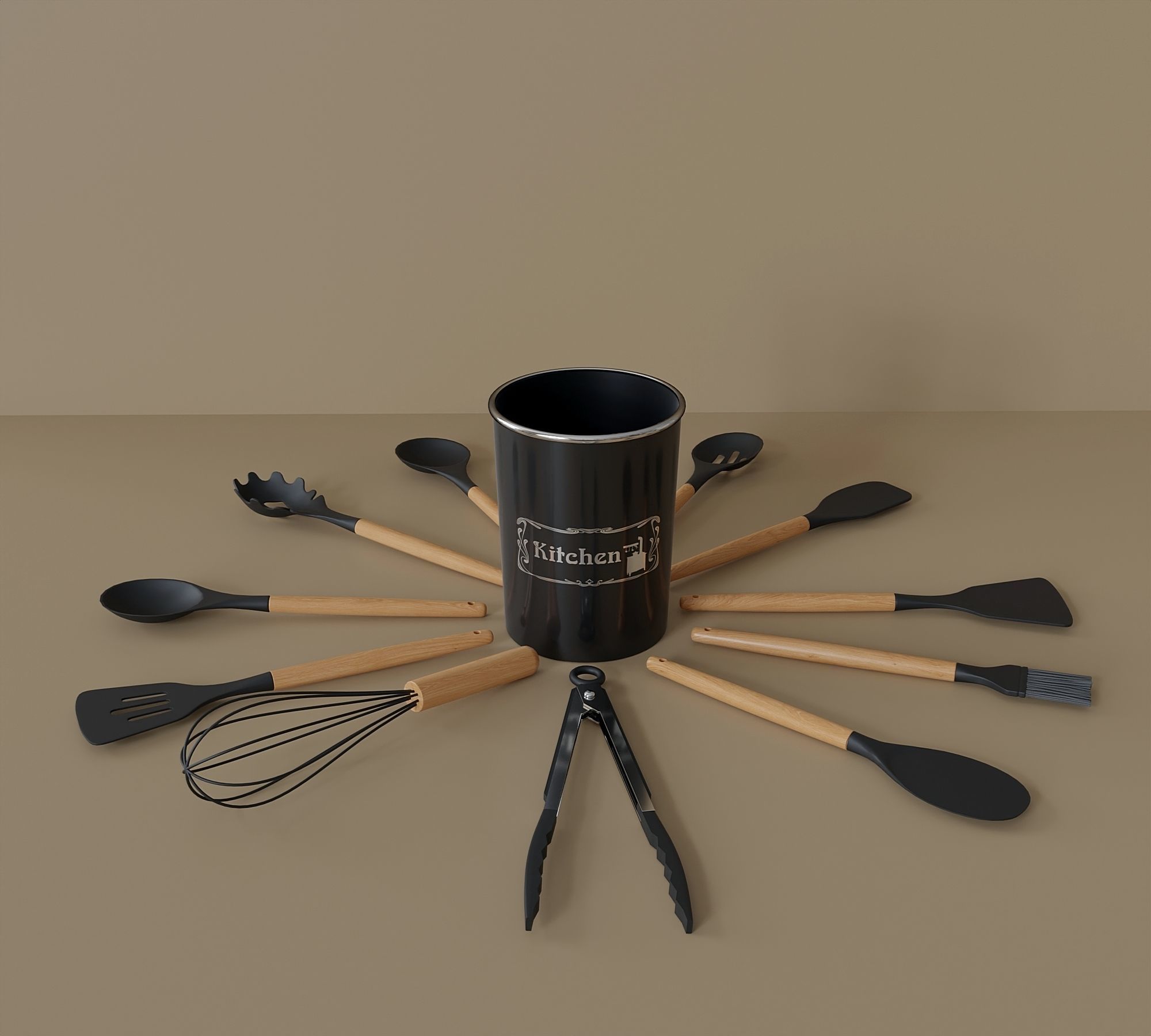 Set of kitchen utensils 3D model_2