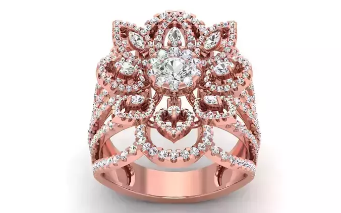 Marquise Diamond Bridal Ring 3dm STL OBJ FBX  Renders Details 3D print model