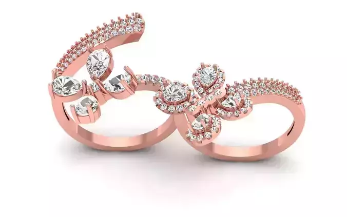 Women Solitaire Two Finger Ring 3dm STL OBJ FBX  Renders Details 3D print model