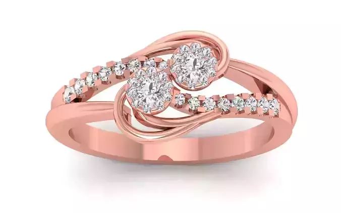 Women Solitaire Double Band Ring 3dm STL OBJ Renders Details