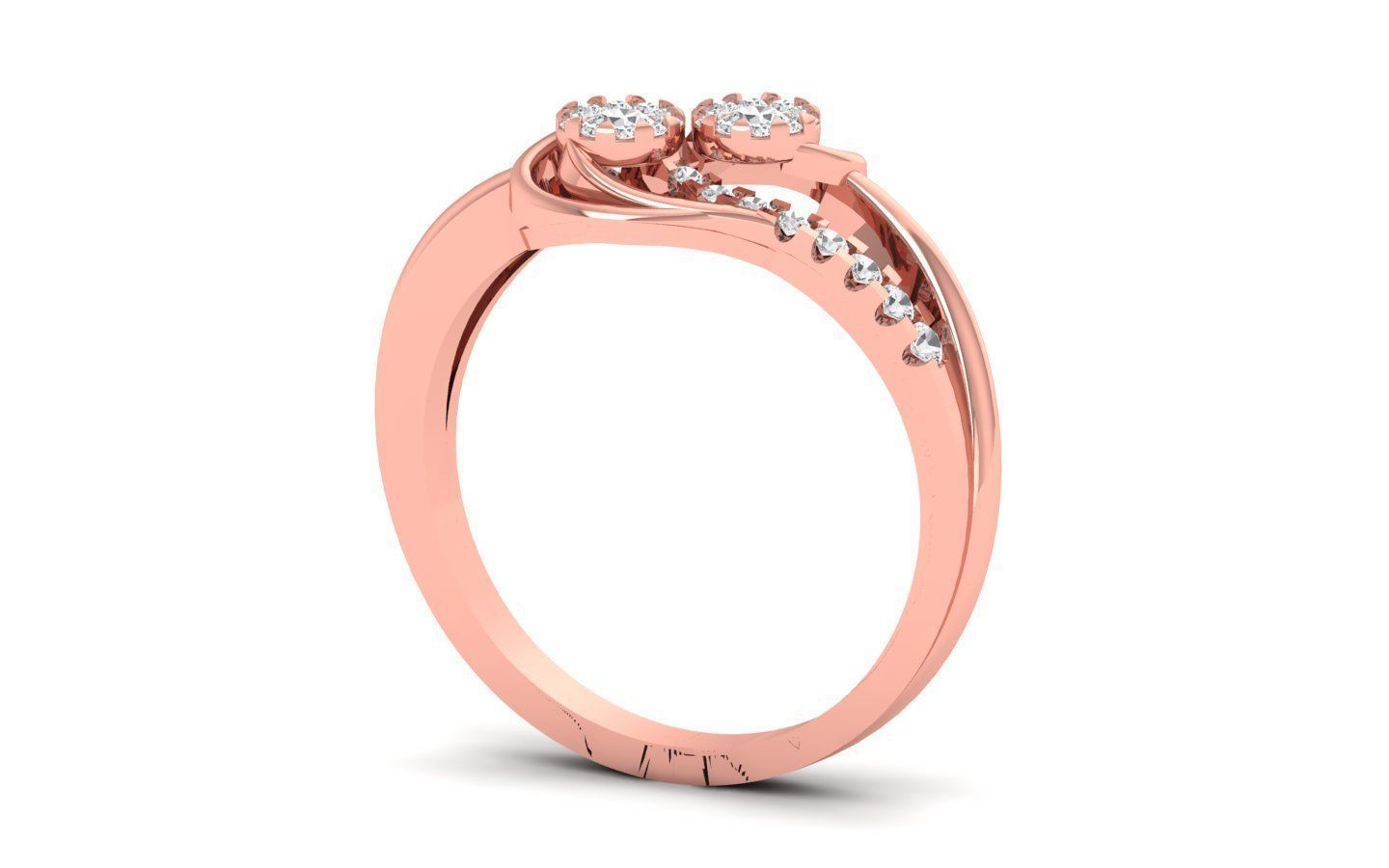 Women Solitaire Double Band Ring 3dm STL OBJ Renders Details 3D print model_1