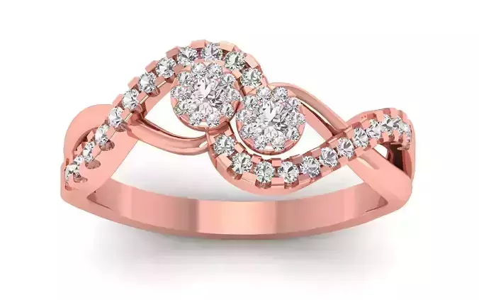 Women Solitaire Bypass Double Band Ring 3dm STL OBJ Details