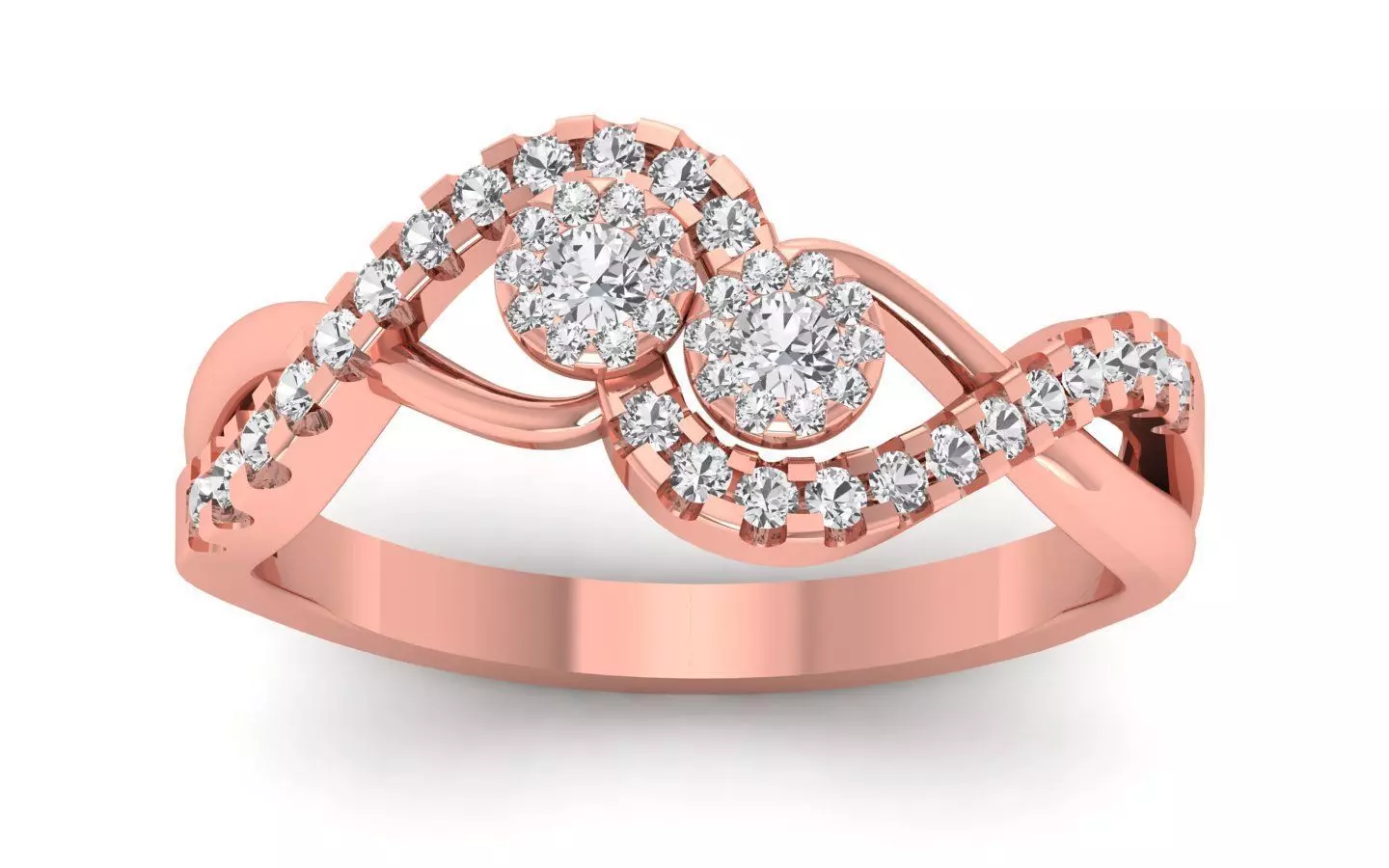 Women Solitaire Bypass Double Band Ring 3dm STL OBJ Details 3D print model_0