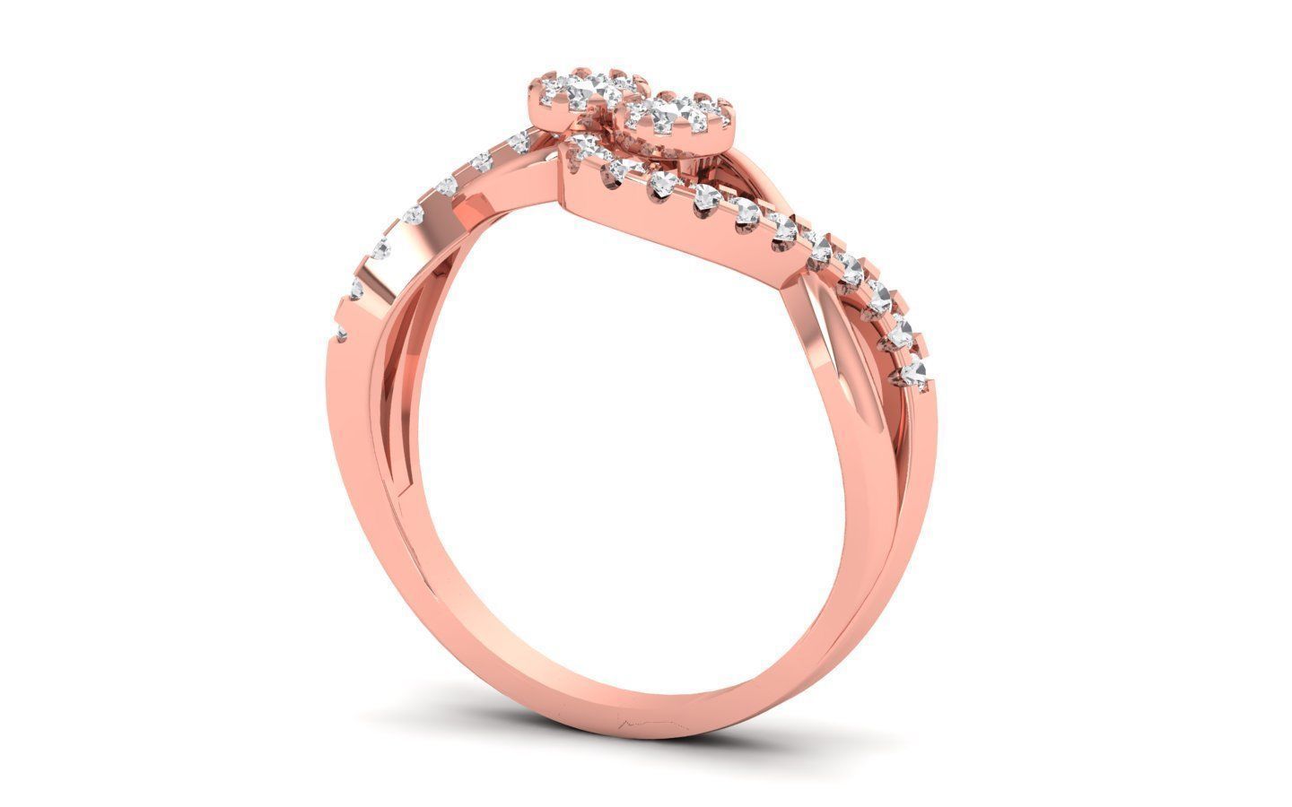 Women Solitaire Bypass Double Band Ring 3dm STL OBJ Details 3D print model_2