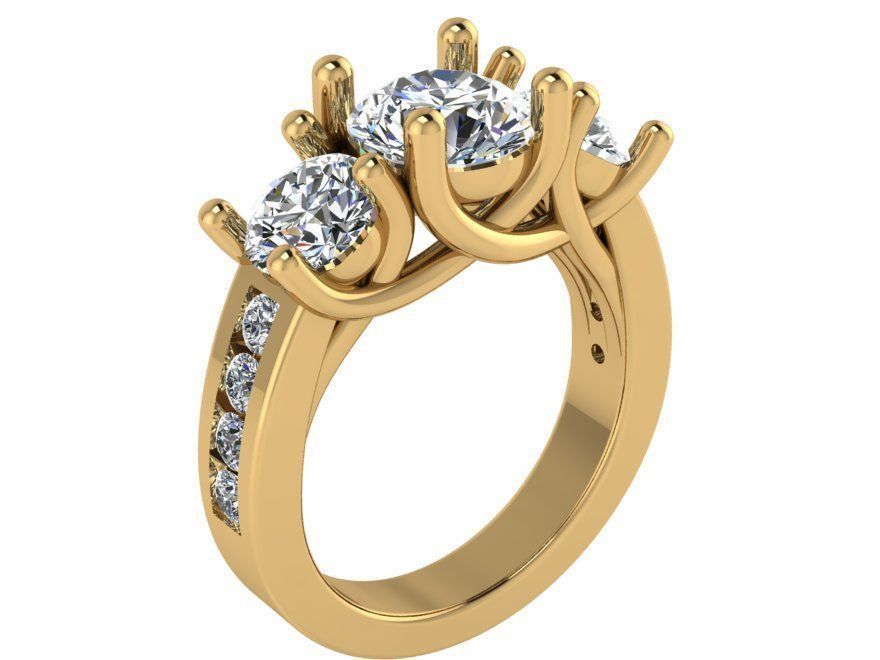 3-Stone Diamond ring 1952 3D print model 3D print model_1