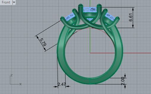 3-Stone Diamond ring 1952 3D print model 3D print model_5