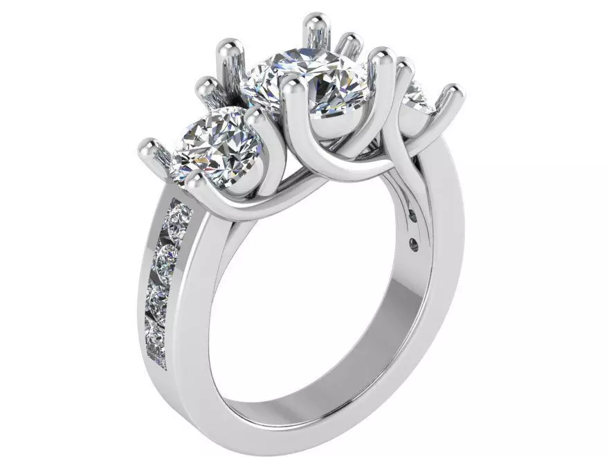 3-Stone Diamond ring 1952 3D print model 3D print model_0