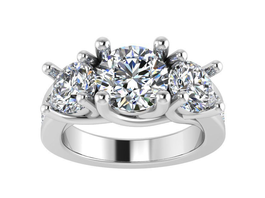 3-Stone Diamond ring 1952 3D print model 3D print model_2