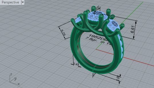 3-Stone Diamond ring 1952 3D print model 3D print model_7