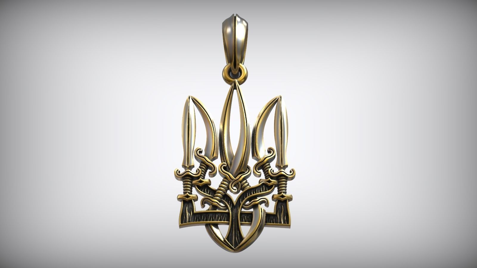 Ukranian Trident Symbol Sword Amulet 3D print model_5