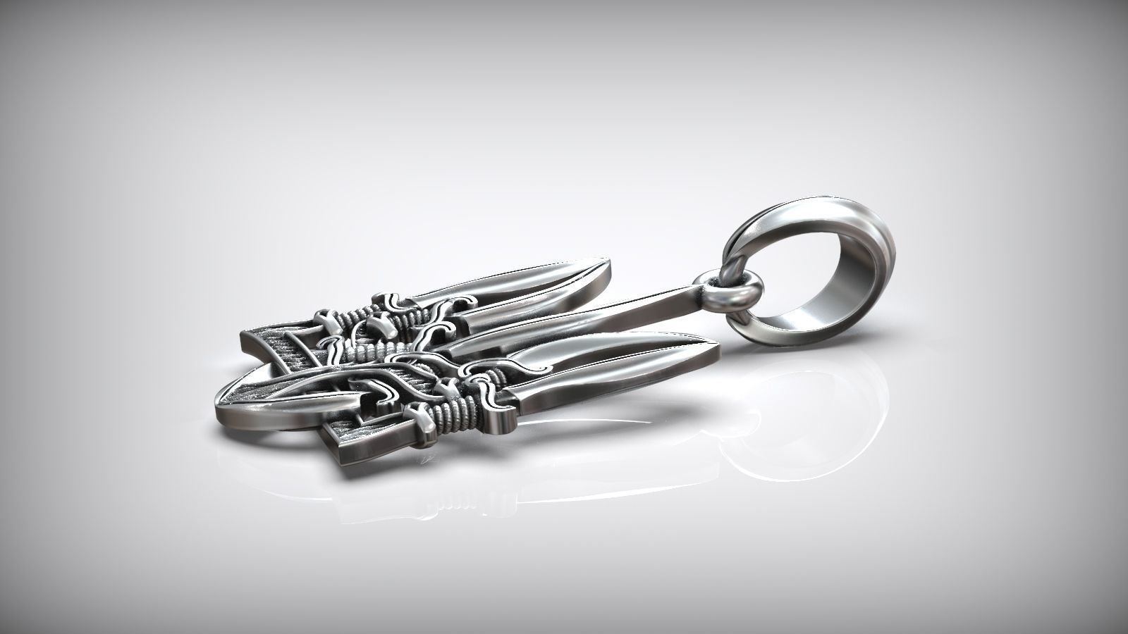 Ukranian Trident Symbol Sword Amulet 3D print model_4