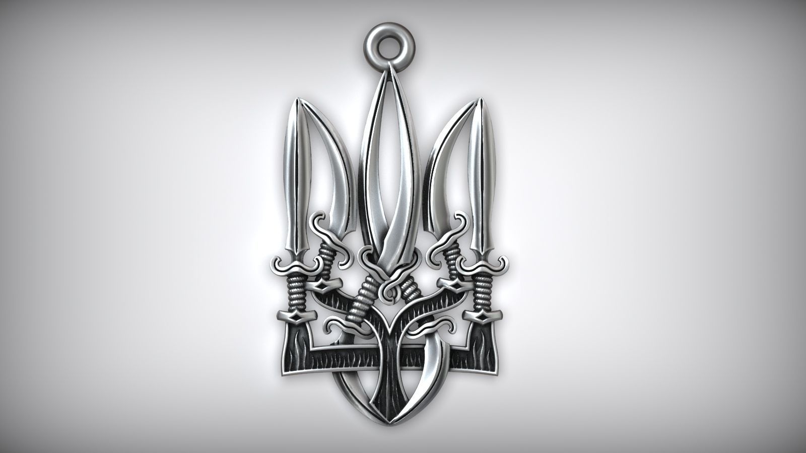 Ukranian Trident Symbol Sword Amulet 3D print model_6