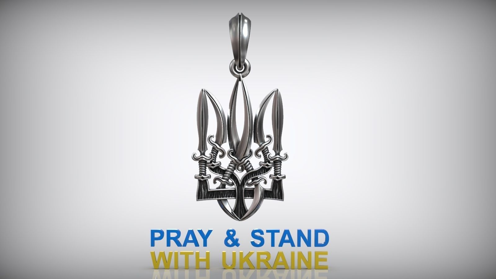 Ukranian Trident Symbol Sword Amulet 3D print model_2