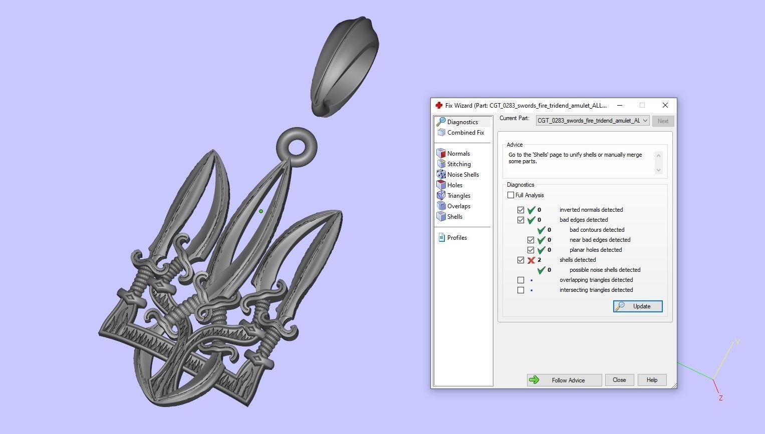 Ukranian Trident Symbol Sword Amulet 3D print model_8