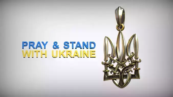 Ukranian Trident Symbol Sword Amulet