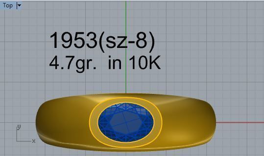 Round Cluster blue stone ring 1953 3D print model 3D print model_4