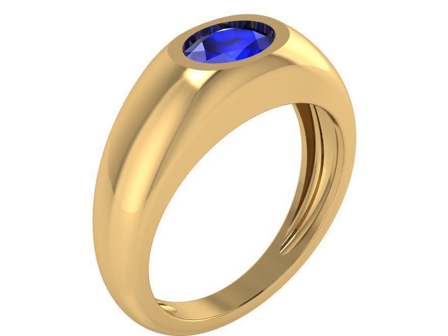 Round Cluster blue stone ring 1953 3D print model 3D print model_1