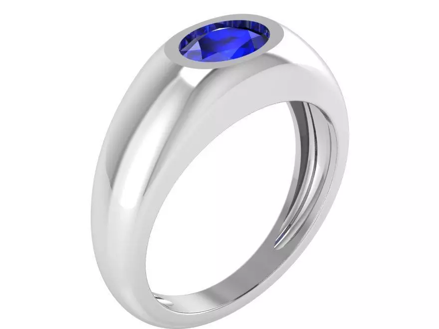 Round Cluster blue stone ring 1953 3D print model 3D print model_0