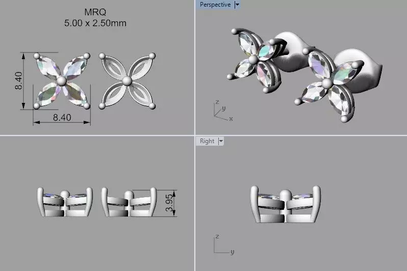 Marquise earrings 3D print model 3D print model_0