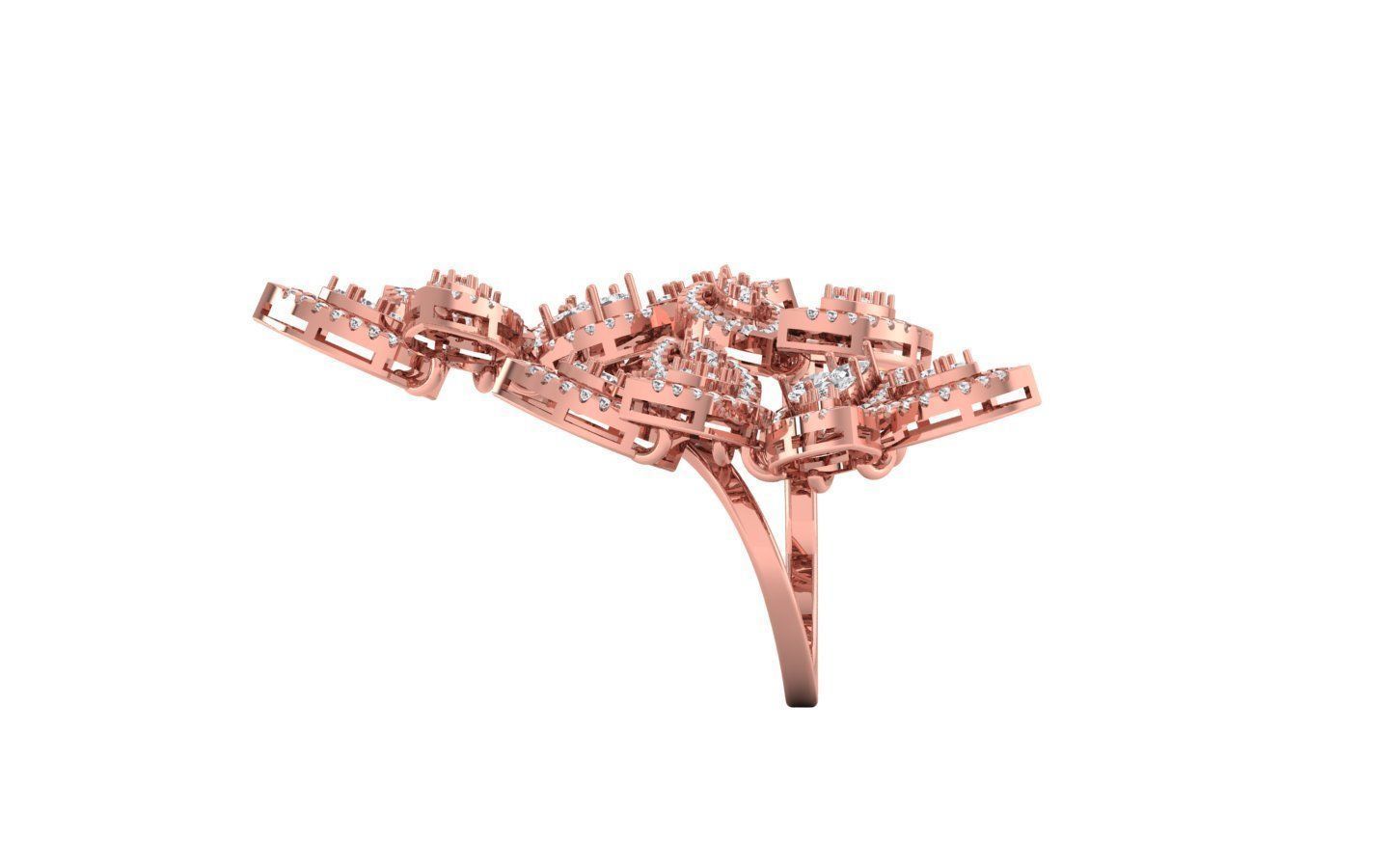 Flower Two Finger Ring 3dm STL OBJ FBX  Renders Details 3D print model_2