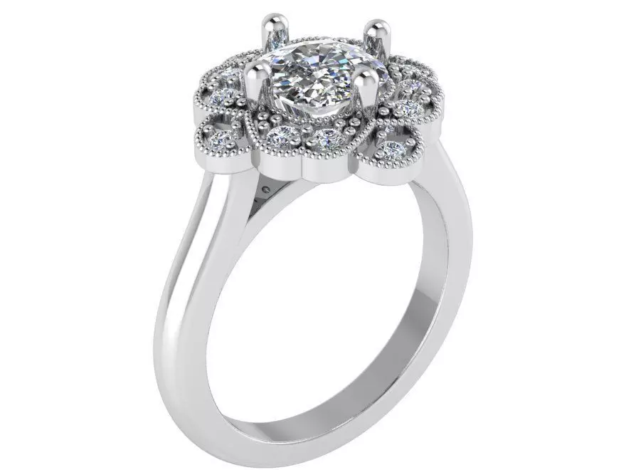 Opened flower diamond ring 1956 3D print model 3D print model_0