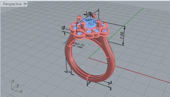 Opened flower diamond ring 1956 3D print model 3D print model_7