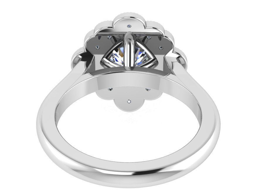 Opened flower diamond ring 1956 3D print model 3D print model_3