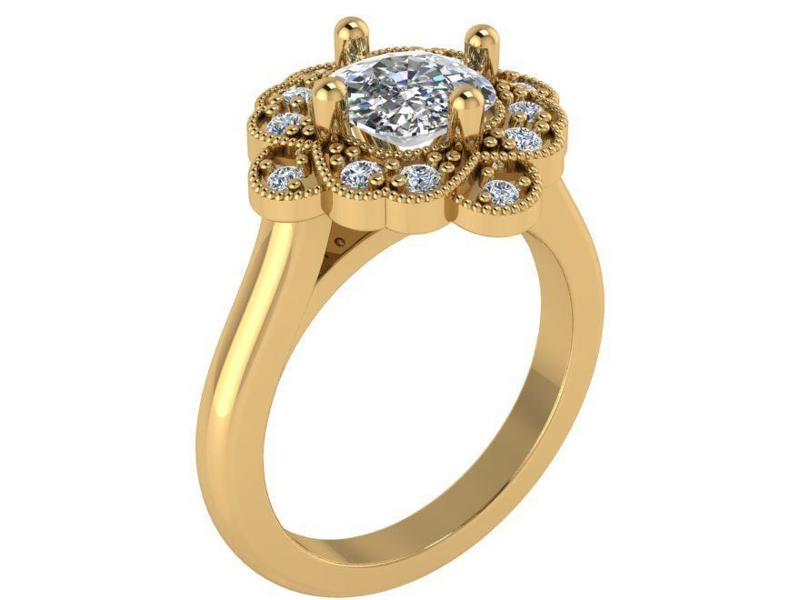 Opened flower diamond ring 1956 3D print model 3D print model_1