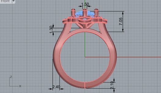 Opened flower diamond ring 1956 3D print model 3D print model_5