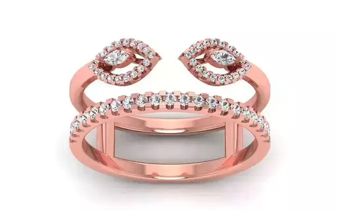 Marquise Diamond Double Band Ring 3dm STL OBJ Renders Details 3D print model