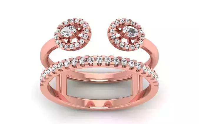 Women Solitaire Double Band Ring 3dm STL OBJ Renders Details
