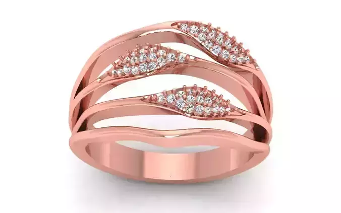 Women Solitaire Three Band Ring 3dm STL OBJ FBX  Renders Details