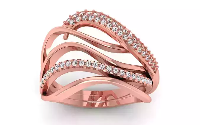 Women Solitaire Four Band Ring 3dm STL OBJ FBX  Renders Details