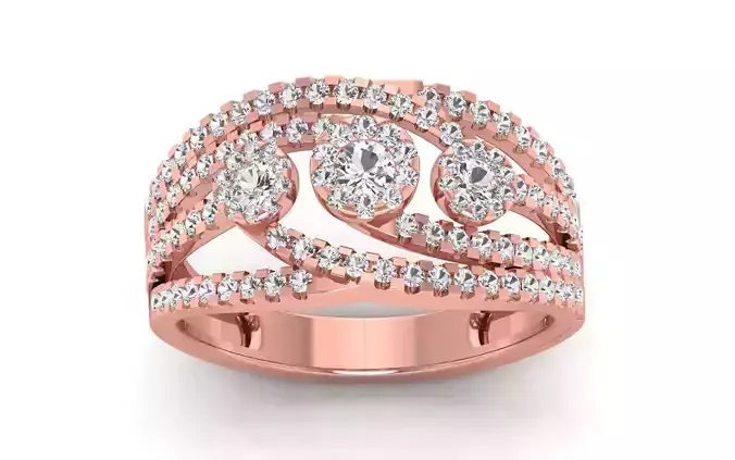 Women Solitaire Four Band Ring 3dm STL OBJ FBX  Renders Details