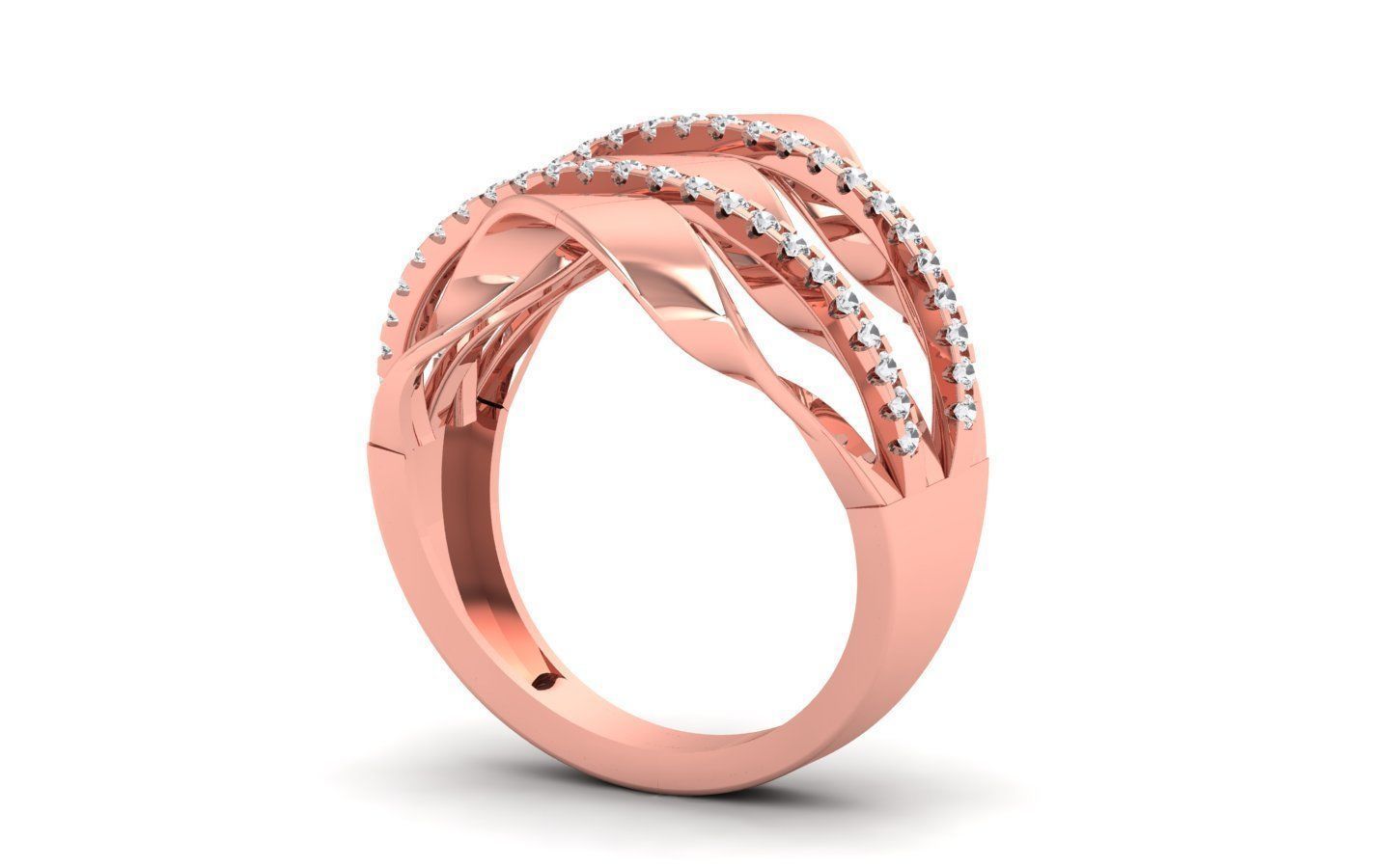 Women Solitaire Four Band Ring 3dm STL OBJ FBX  Renders Details 3D print model_1