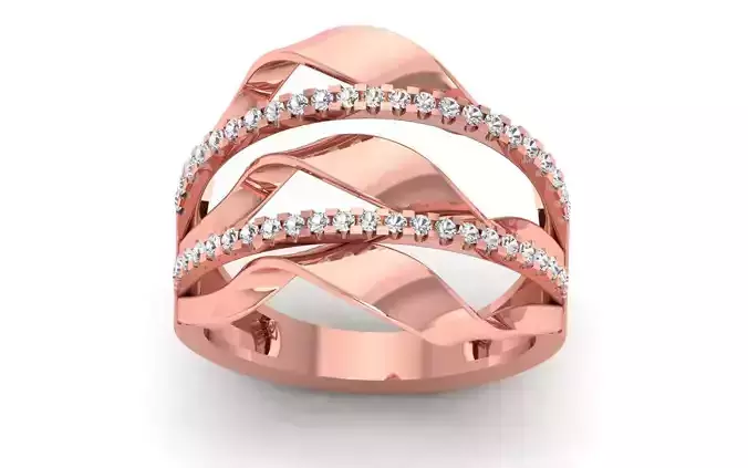 Women Solitaire Four Band Ring 3dm STL OBJ FBX  Renders Details