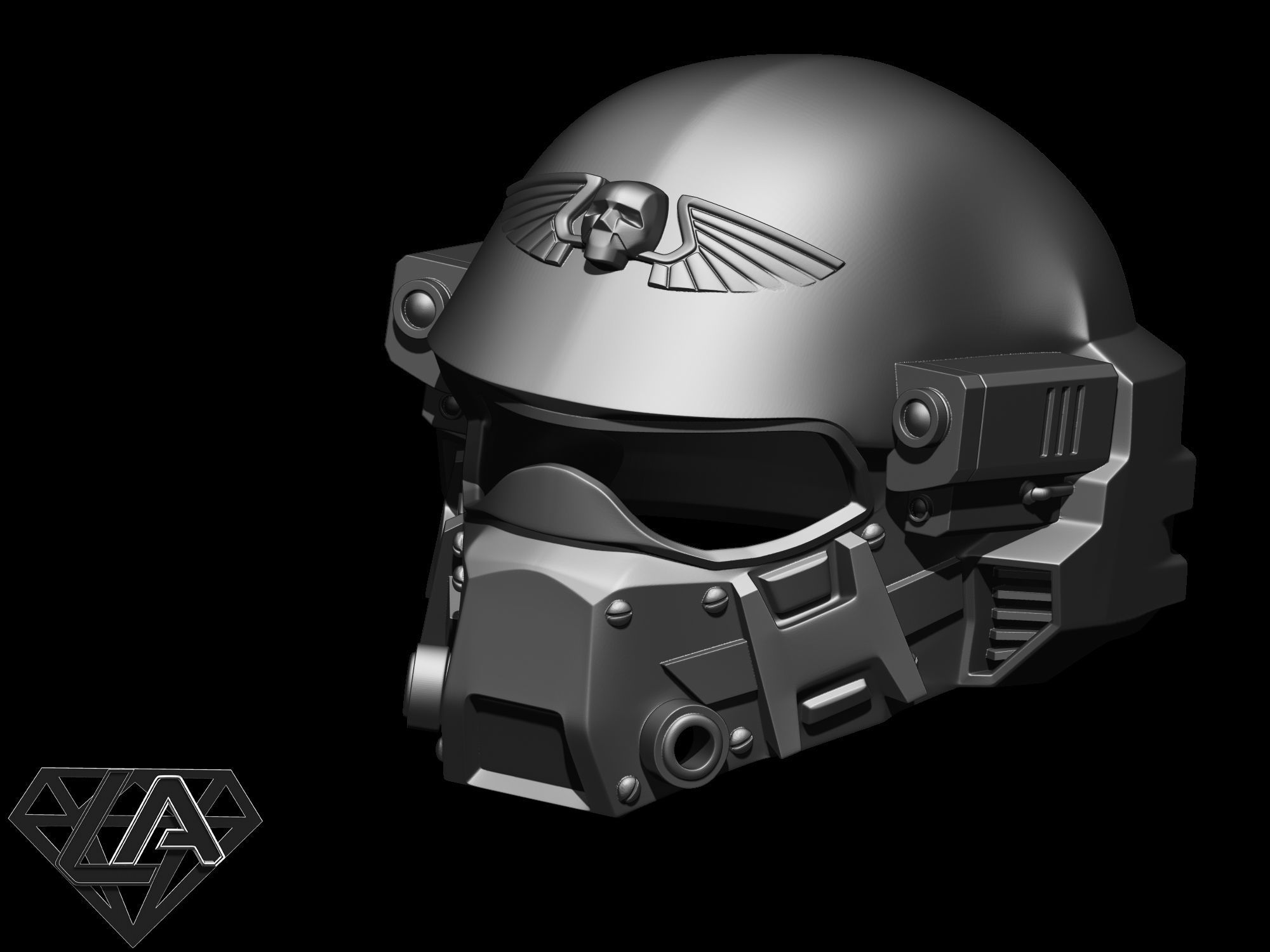 Warhammer custom concept helmet 3D print model_9