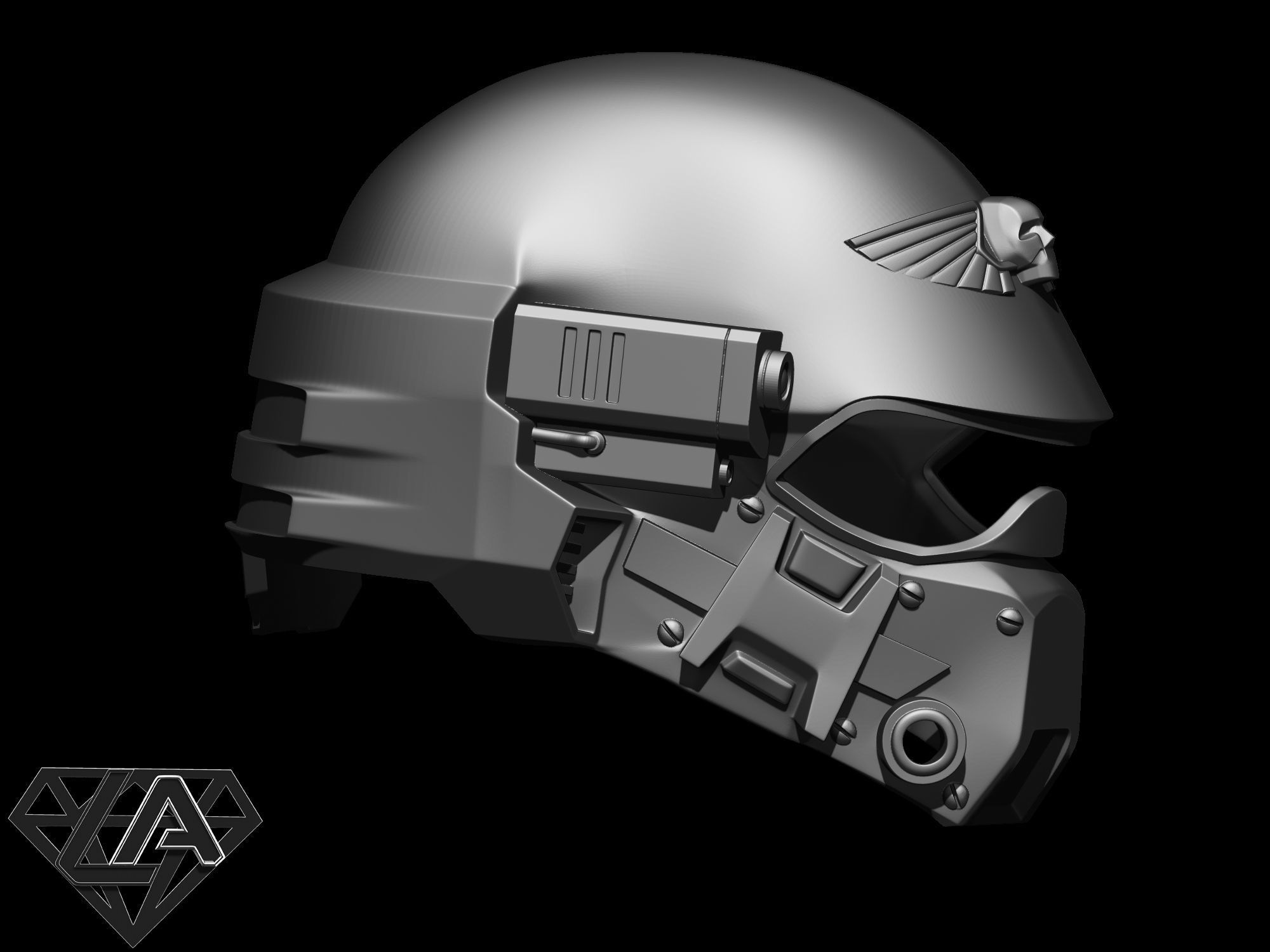 Warhammer custom concept helmet 3D print model_5