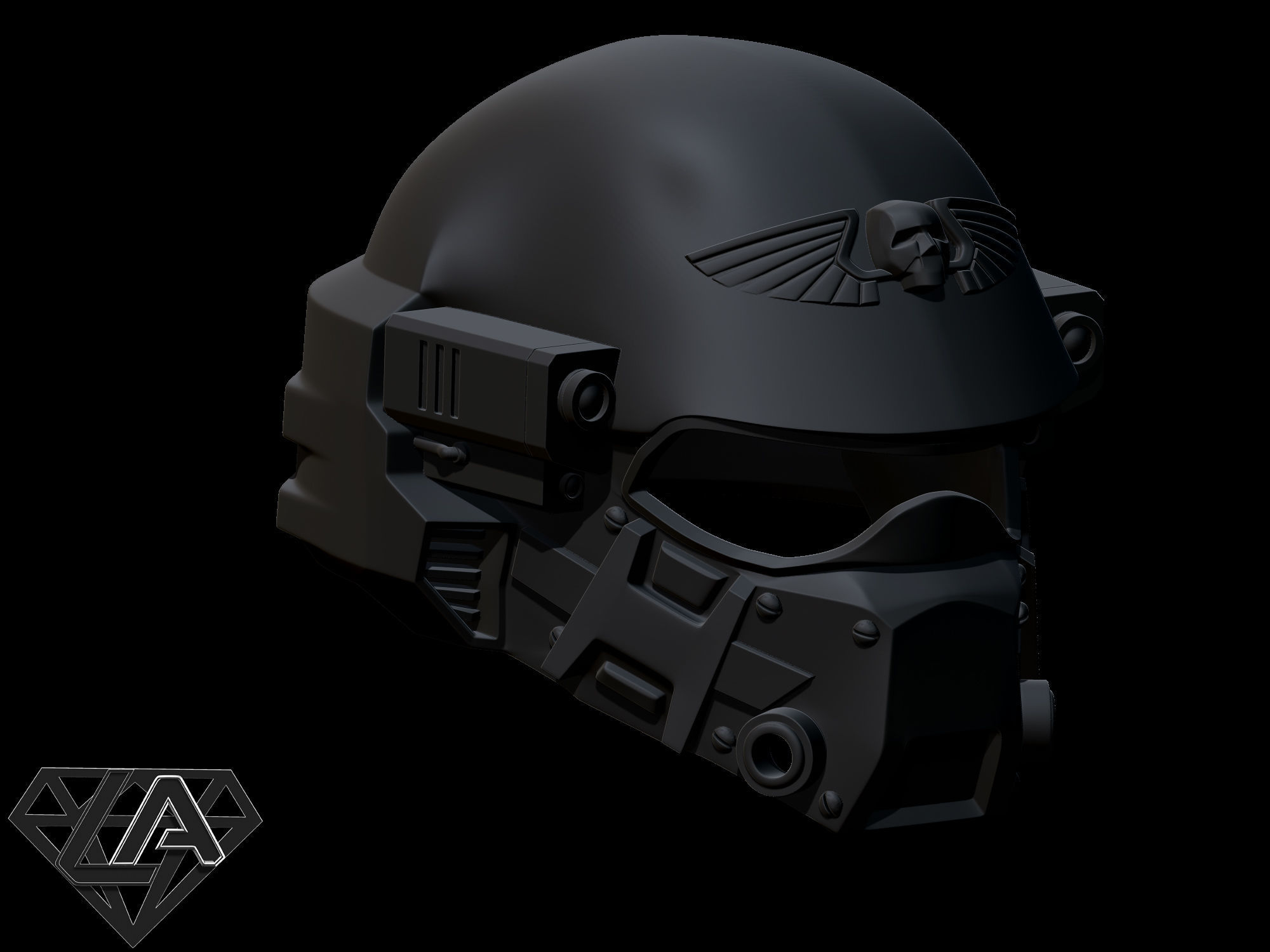Warhammer custom concept helmet 3D print model_4