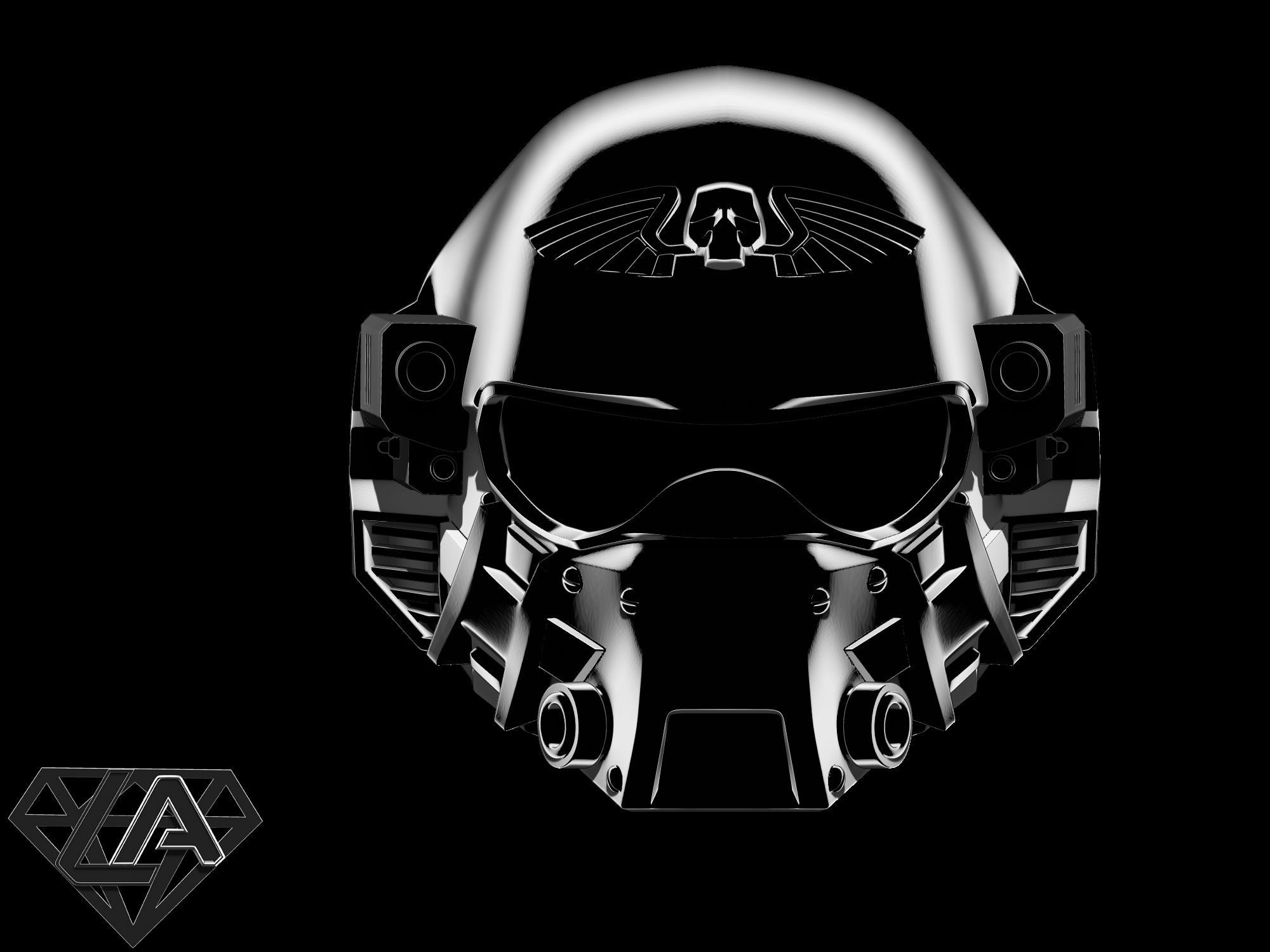 Warhammer custom concept helmet 3D print model_2