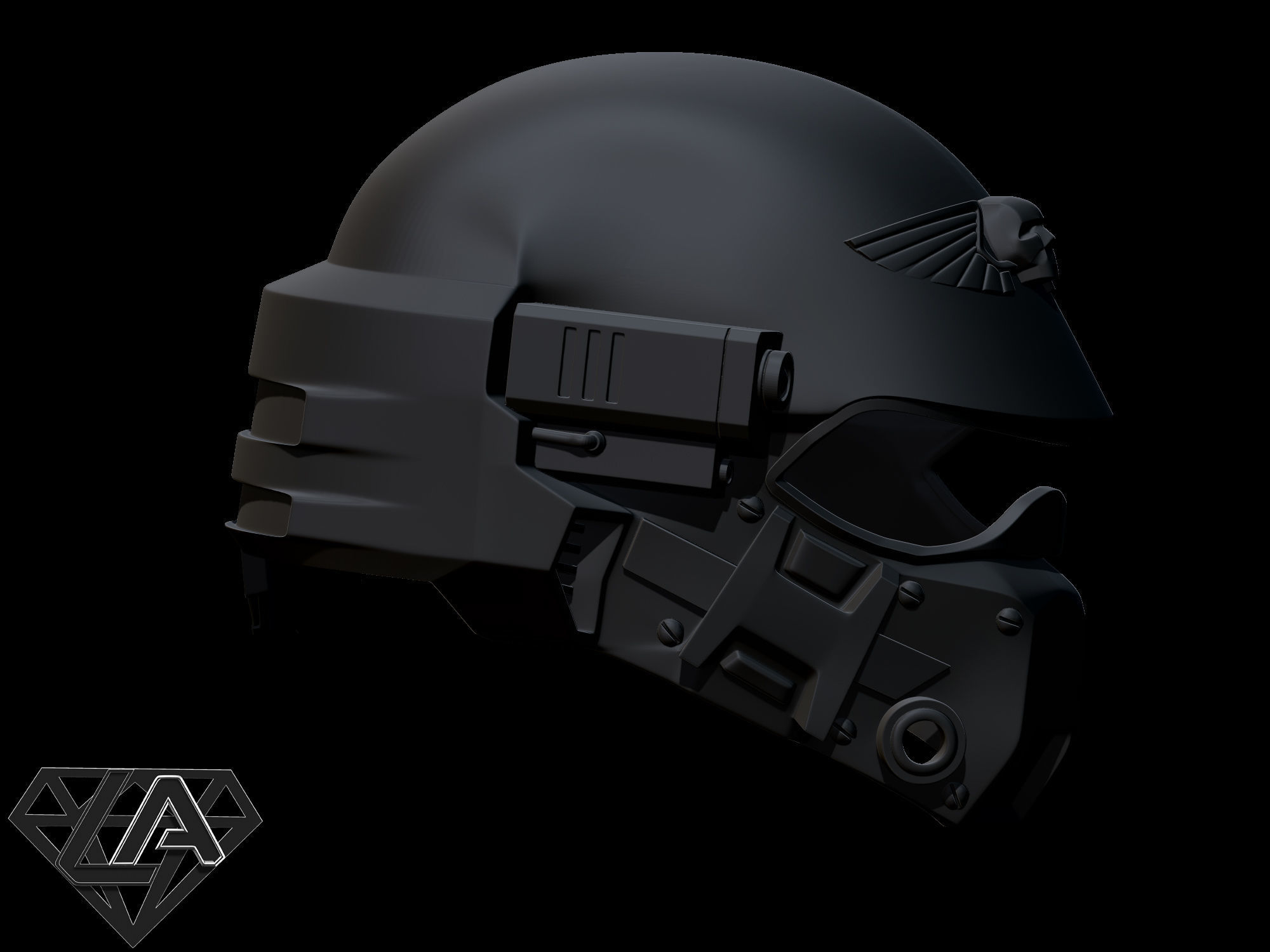 Warhammer custom concept helmet 3D print model_6