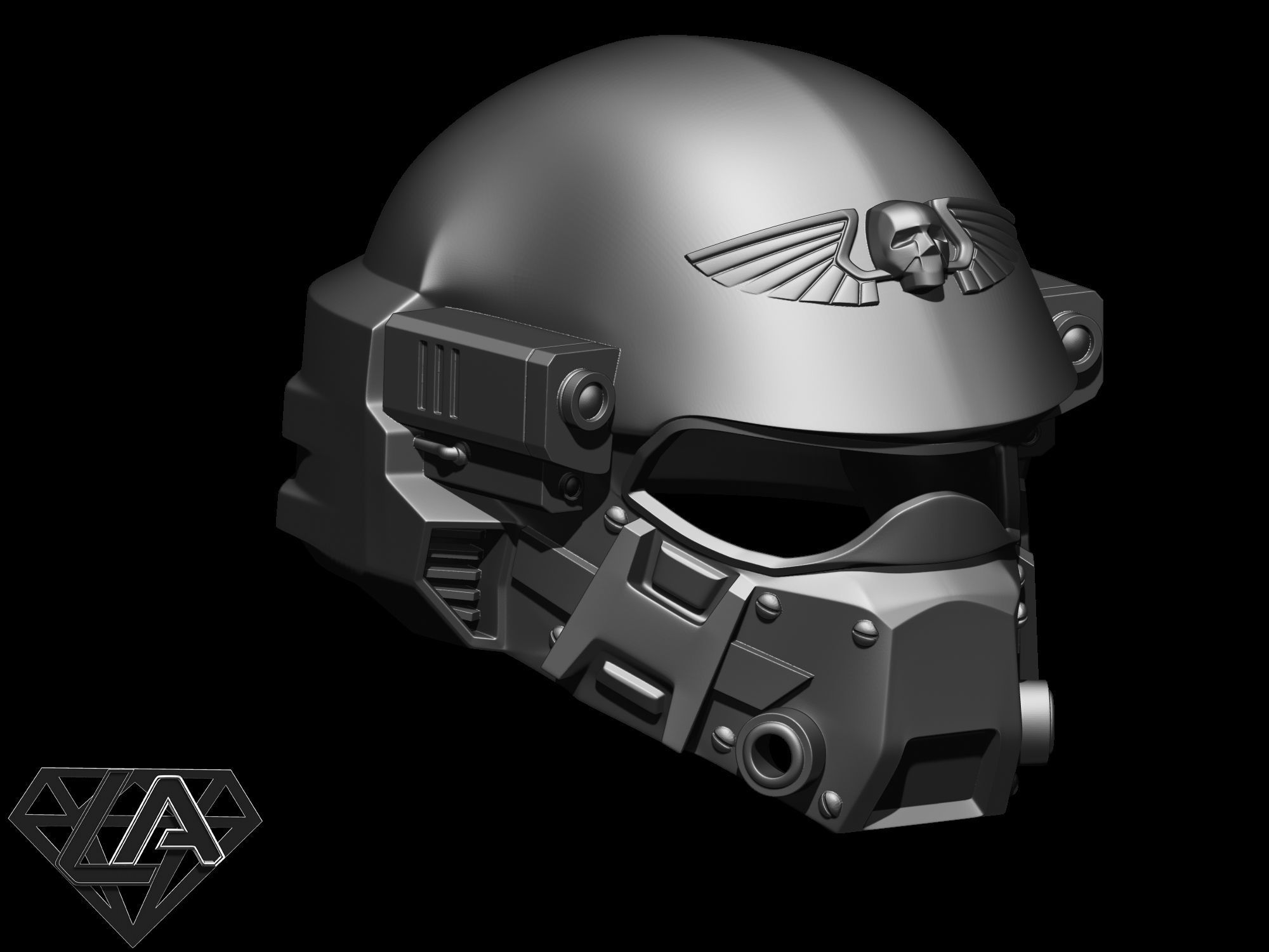 Warhammer custom concept helmet 3D print model_3