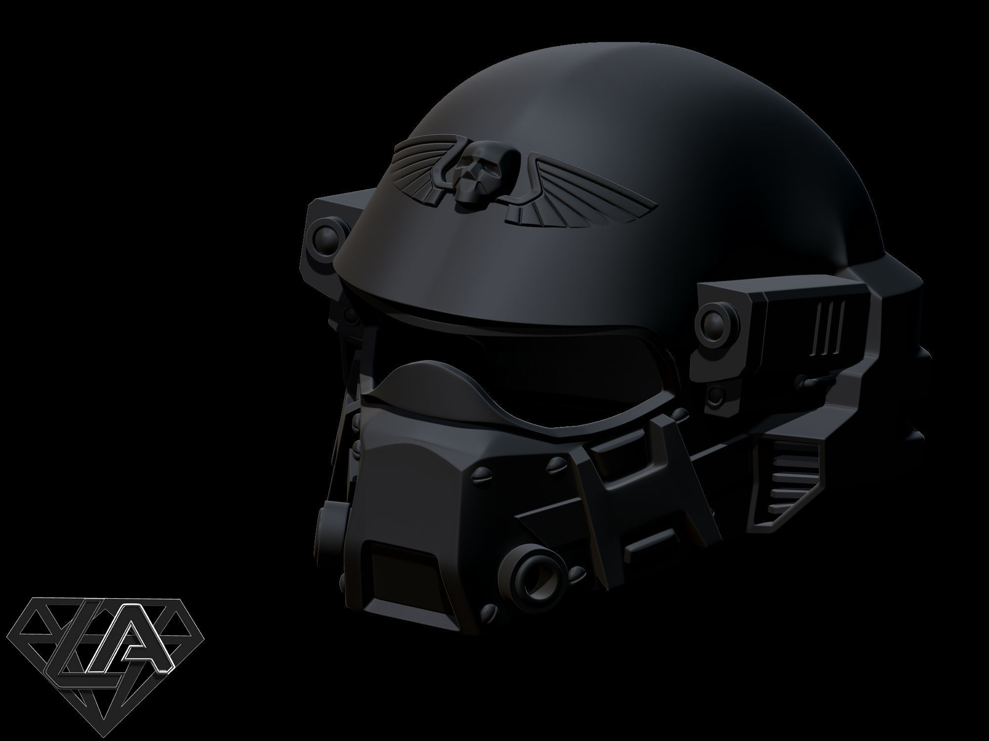 Warhammer custom concept helmet 3D print model_10
