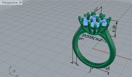 Miracle 8-Stone Diamond ring 1959 3Dprint model 3D print model_7