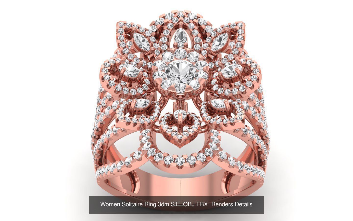 151 Solitaire Rings 3dm STL OBJ FBX  Renders Details Collection _117