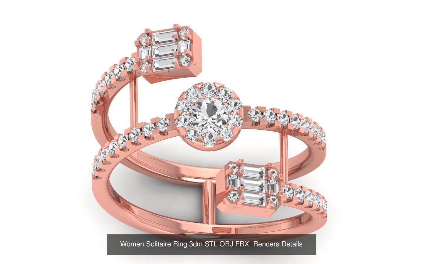 151 Solitaire Rings 3dm STL OBJ FBX  Renders Details Collection _96