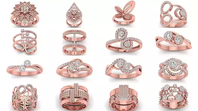 151 Solitaire Rings 3dm STL OBJ FBX  Renders Details Collection 