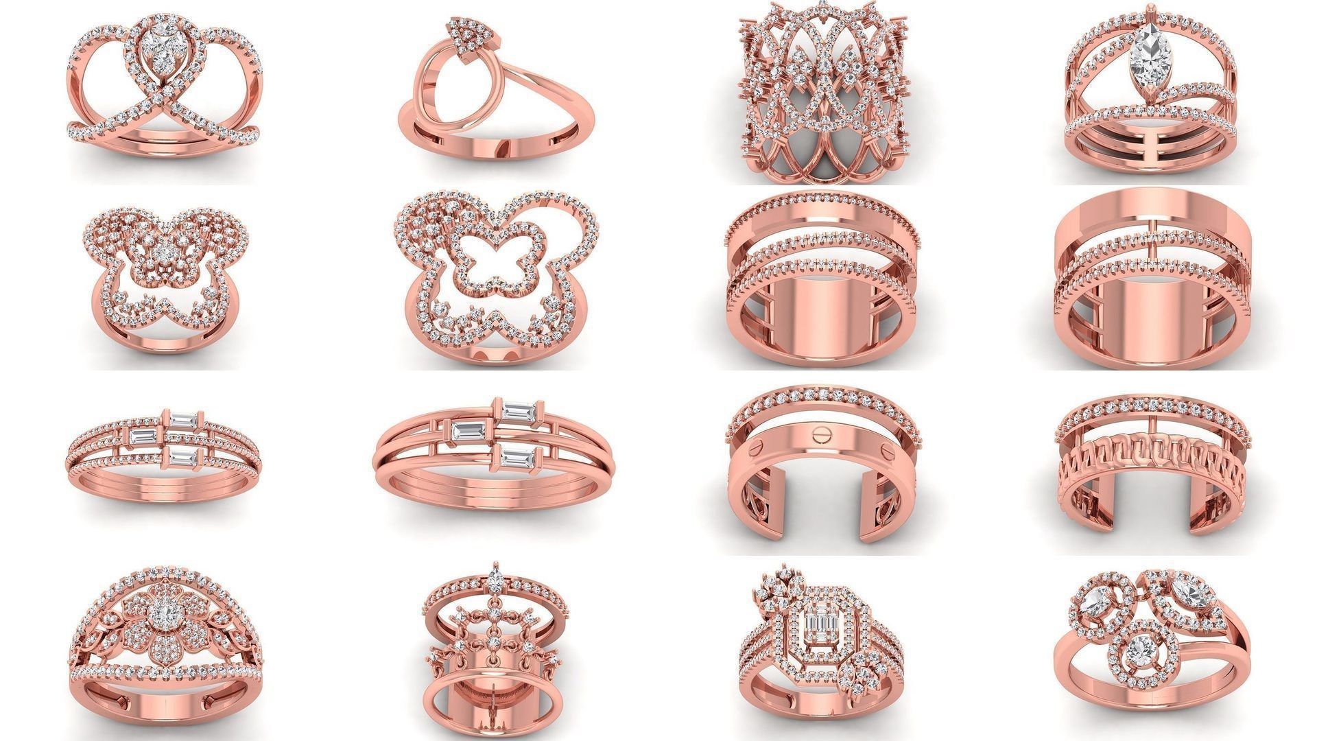 151 Solitaire Rings 3dm STL OBJ FBX  Renders Details Collection _3