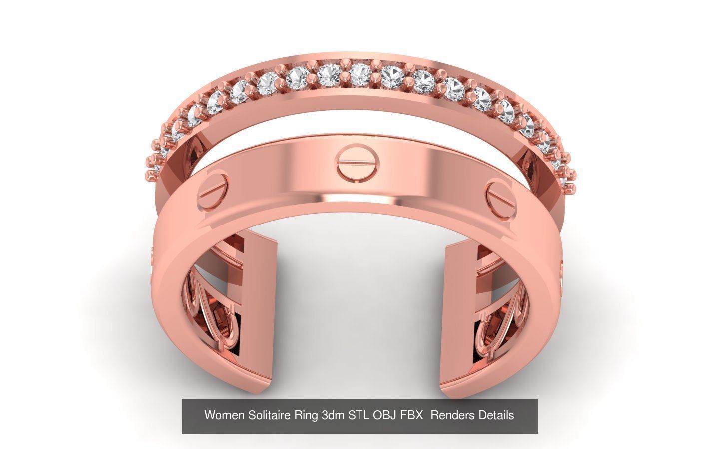 151 Solitaire Rings 3dm STL OBJ FBX  Renders Details Collection _72