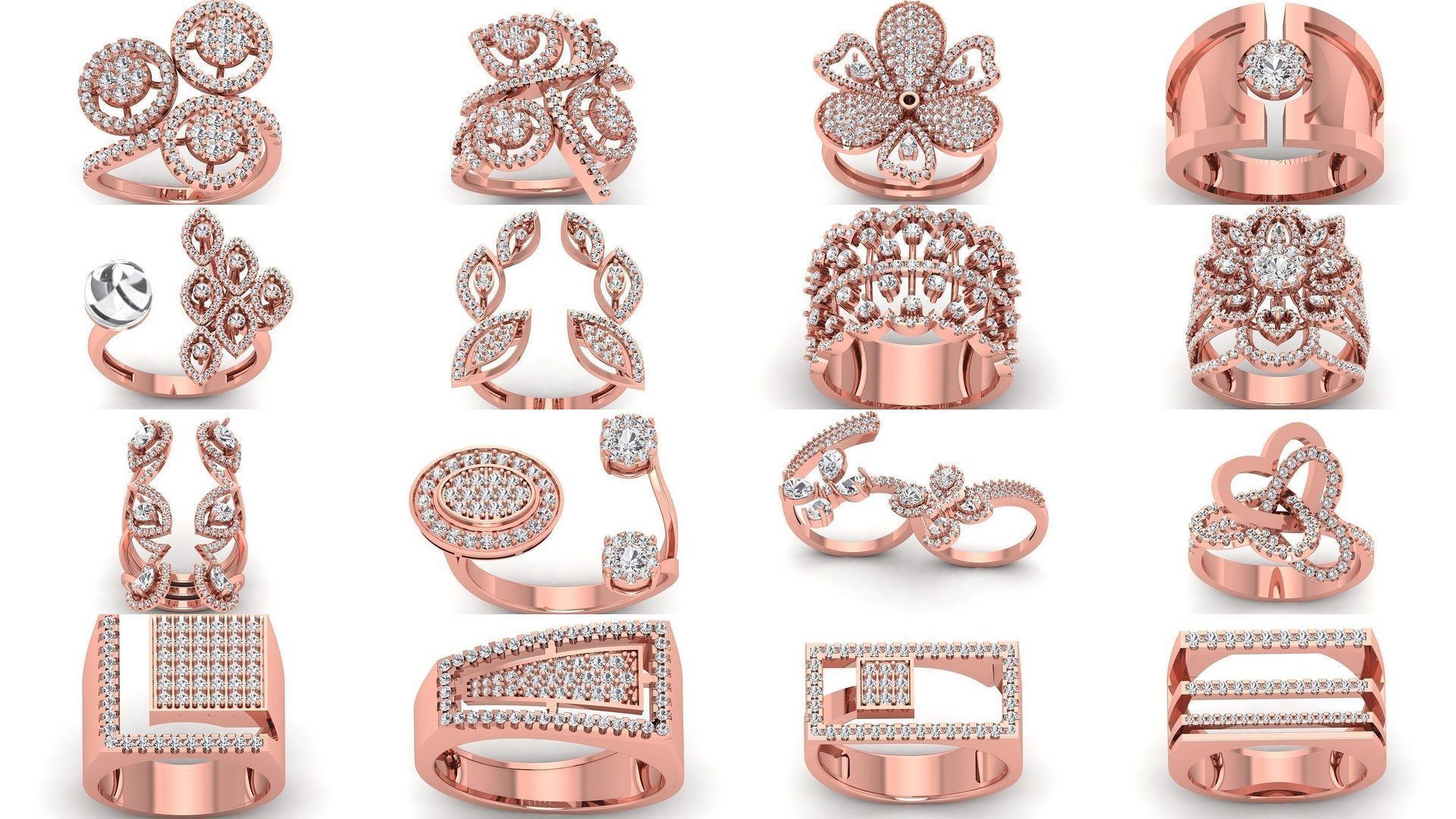 151 Solitaire Rings 3dm STL OBJ FBX  Renders Details Collection _8